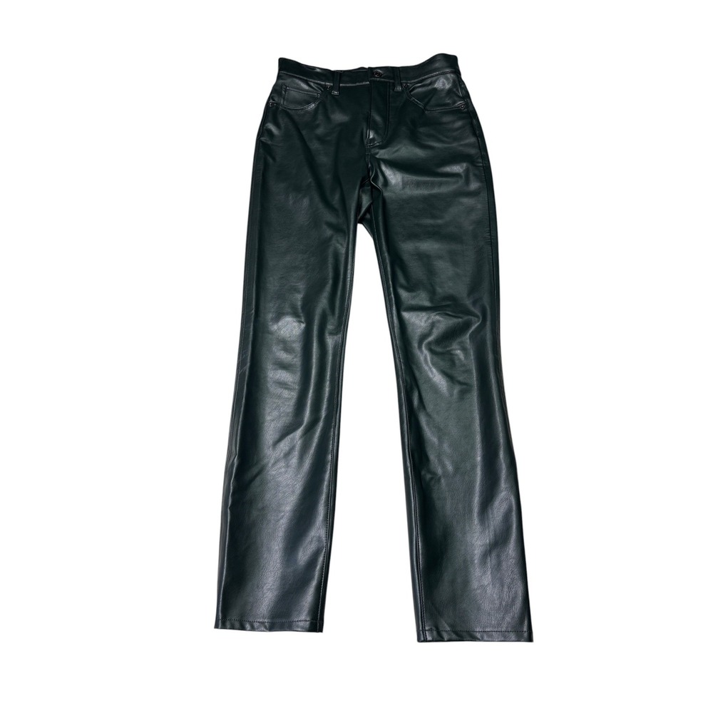 Veronica‎ Beard Jeans Faux Leather Pants Forest Green Straight Leg Womens 27X29